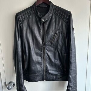 Belstaff Black Leather Cafe Racer